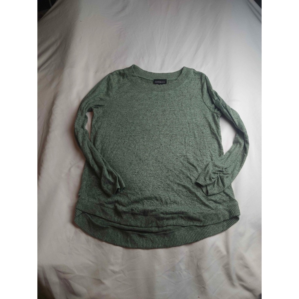 Fortune + Ivy Womens Small Sage Green Heathered High Low Long Sleeve Top